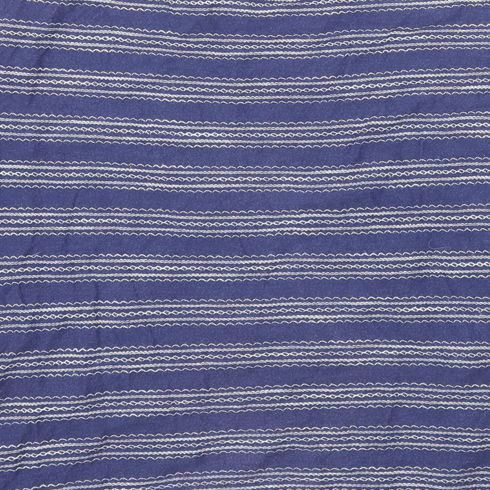 M&Co Womens Blue Striped Jersey Basic T-Shirt Size 14