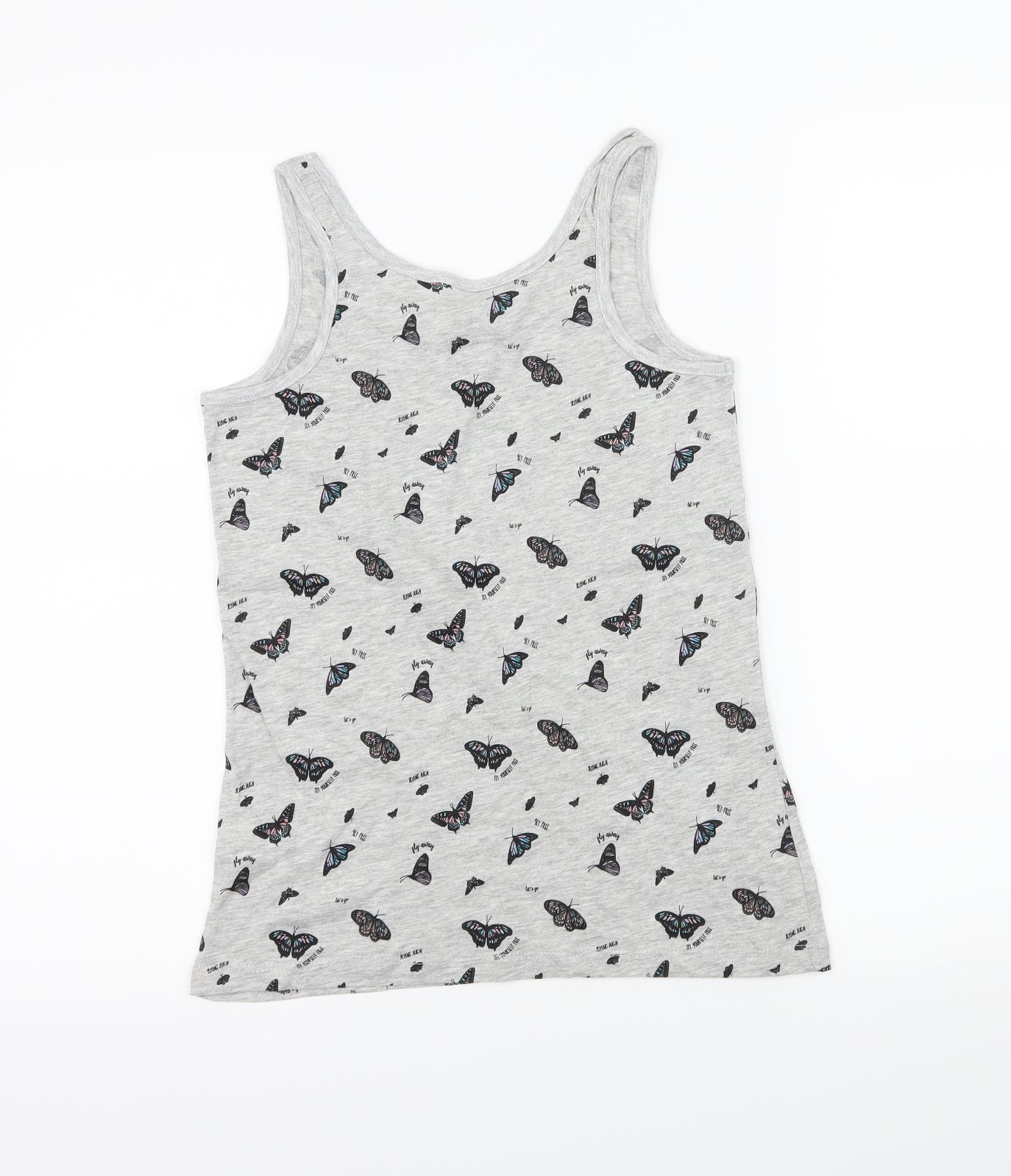 Primark Womens Grey Geometric Jersey Basic Tank Size 4  - Butterflies