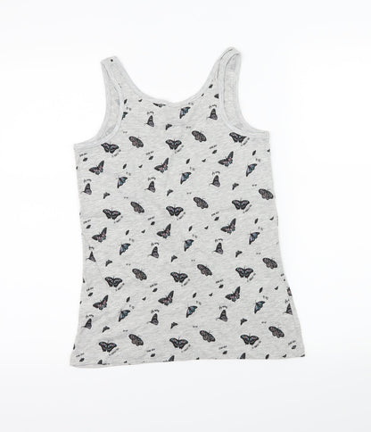 Primark Womens Grey Geometric Jersey Basic Tank Size 4  - Butterflies