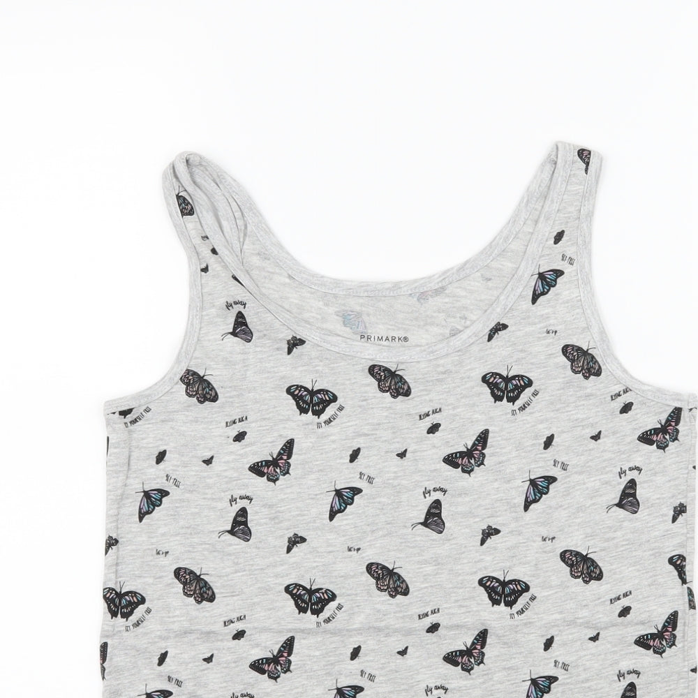 Primark Womens Grey Geometric Jersey Basic Tank Size 4  - Butterflies
