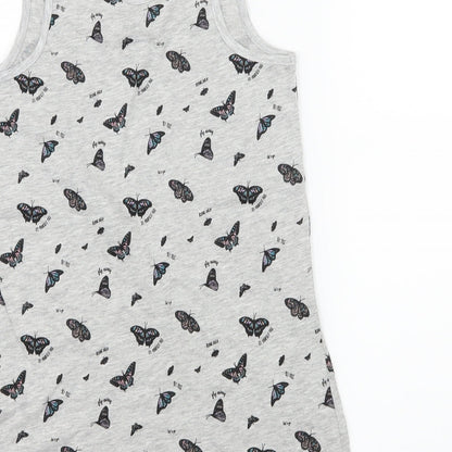 Primark Womens Grey Geometric Jersey Basic Tank Size 4  - Butterflies