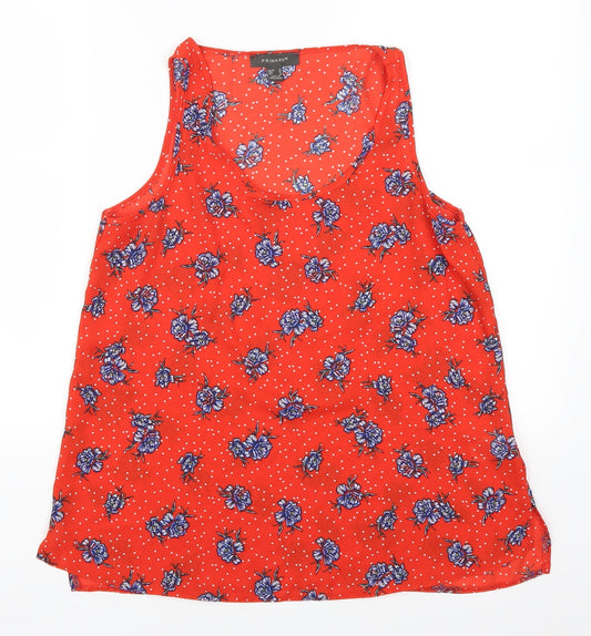 Primark Womens Red Floral  Basic Tank Size 10  - Polka Dot