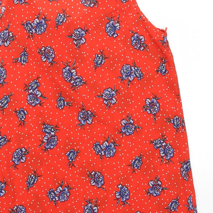 Primark Womens Red Floral  Basic Tank Size 10  - Polka Dot