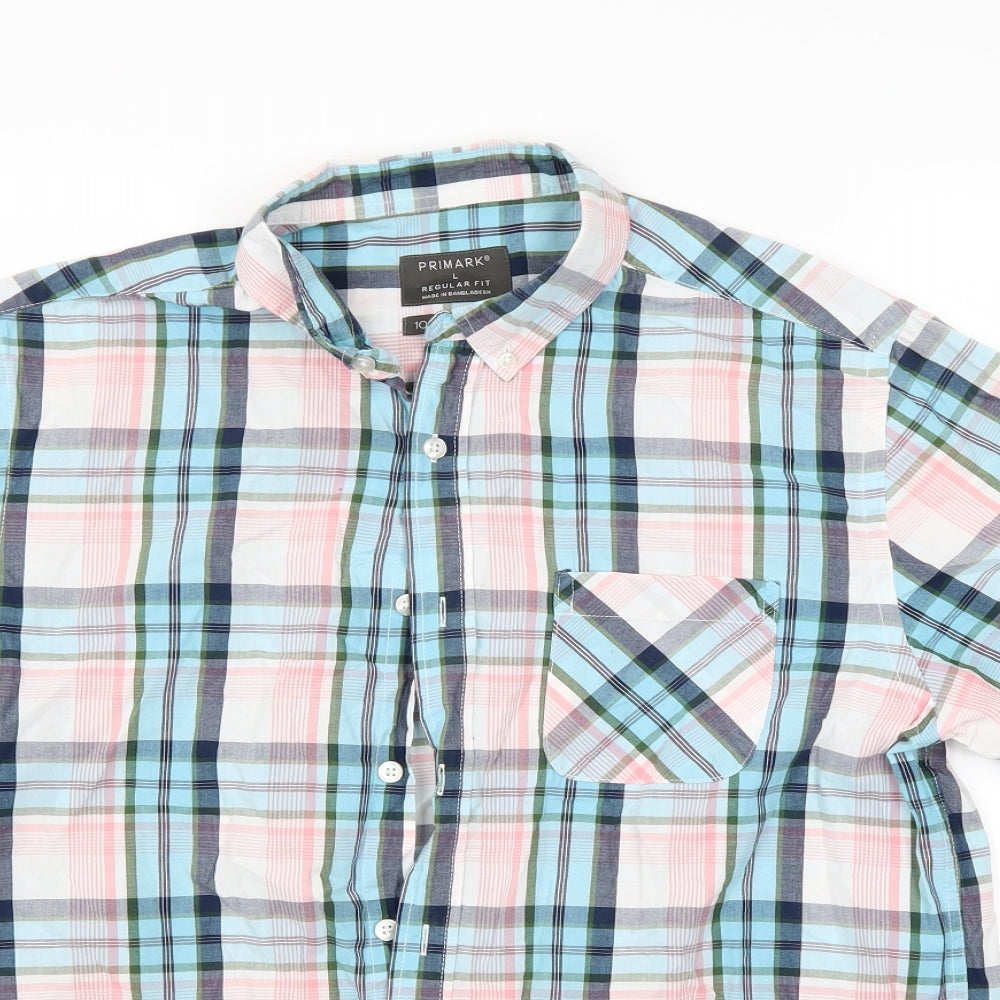 Primark Mens Multicoloured Check   Button-Up Size L