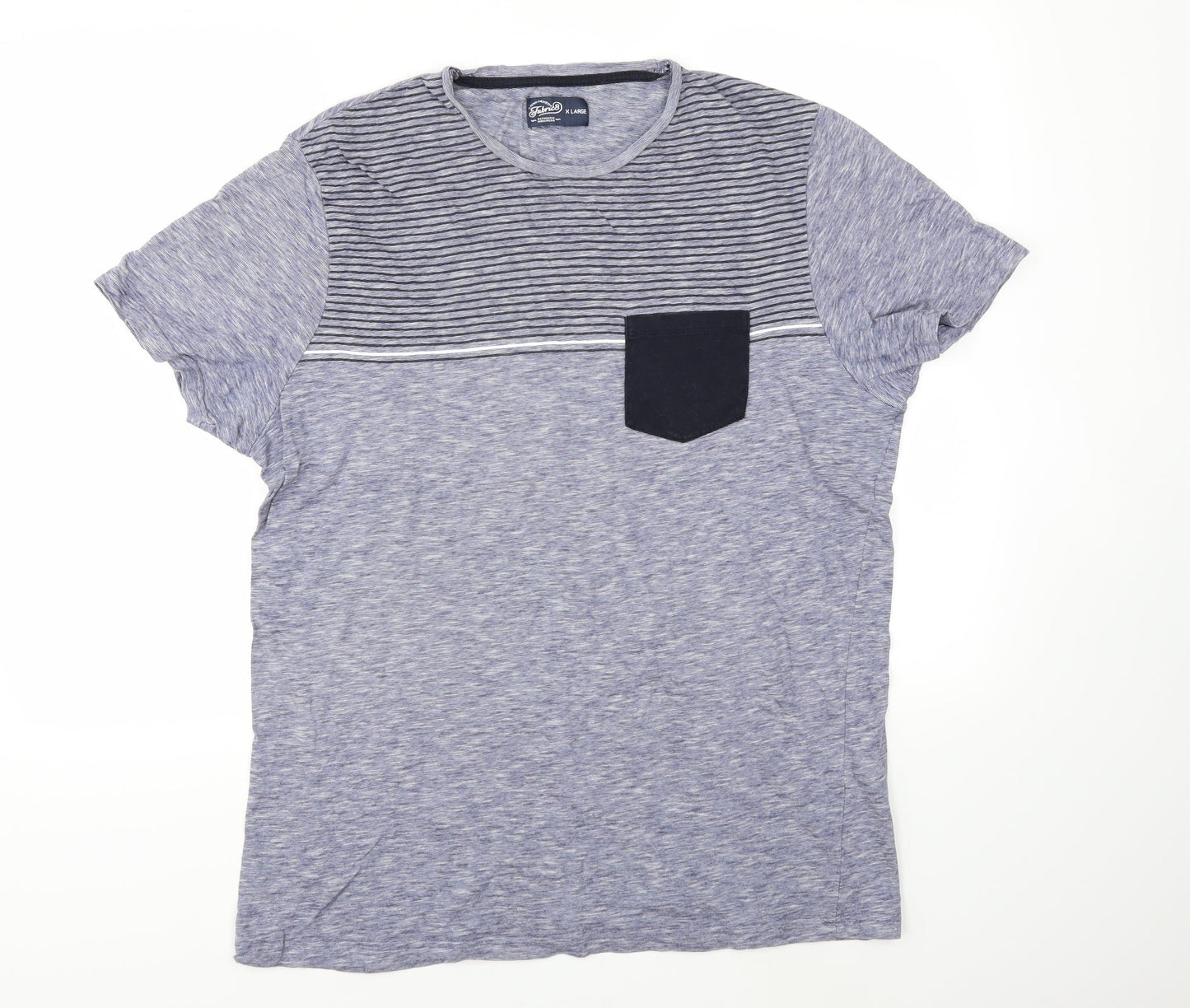 Preworn Mens Blue Striped   T-Shirt Size XL