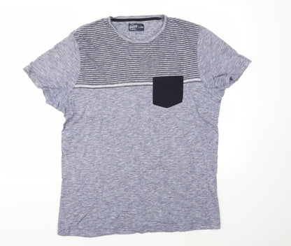 Preworn Mens Blue Striped   T-Shirt Size XL