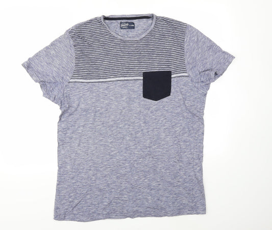 Preworn Mens Blue Striped   T-Shirt Size XL