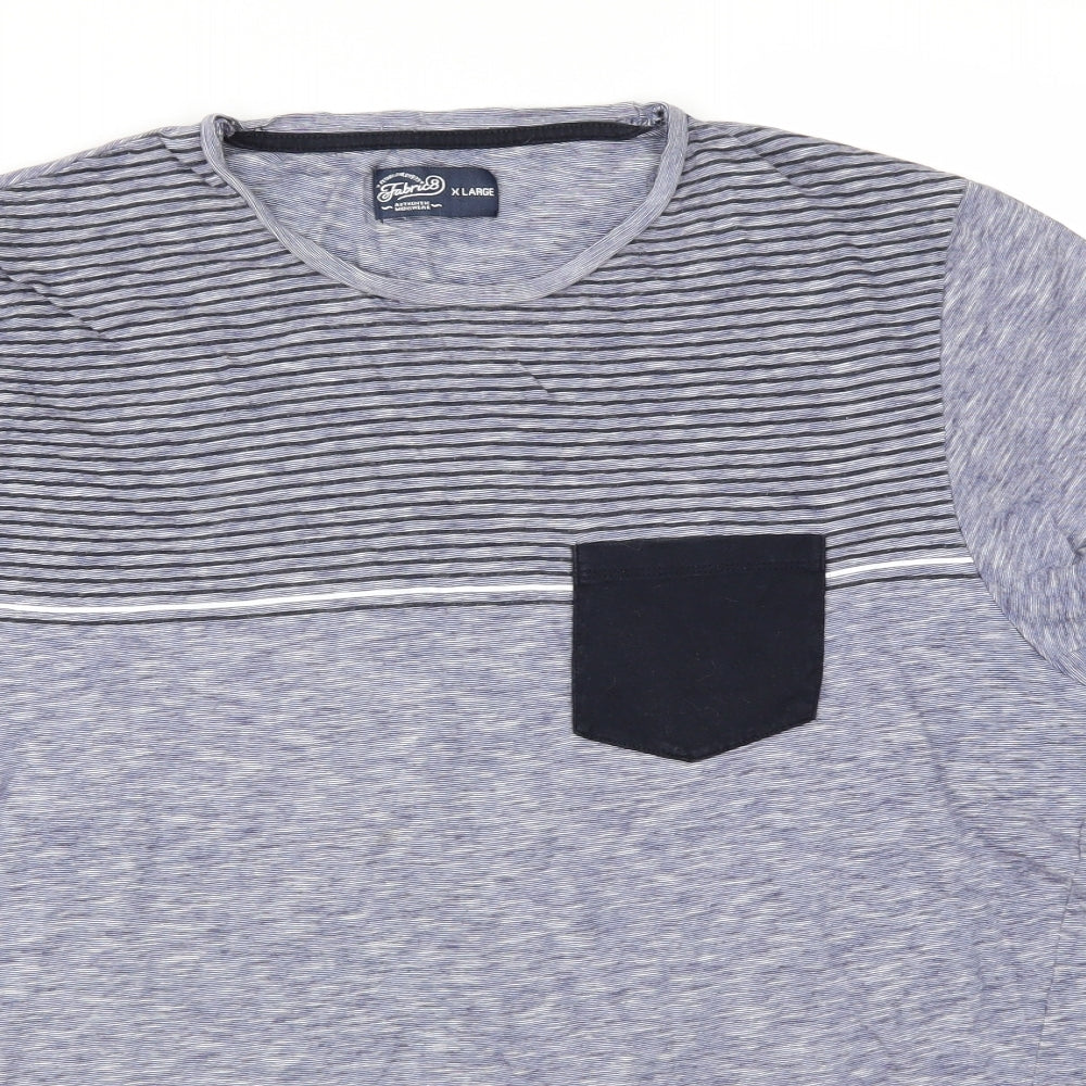 Preworn Mens Blue Striped   T-Shirt Size XL