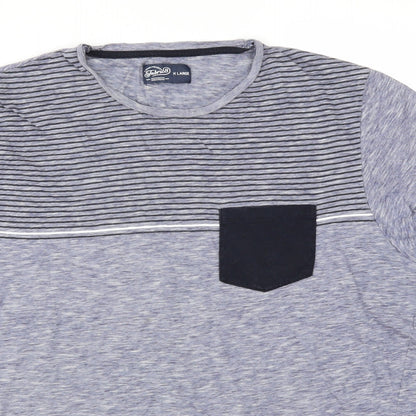Preworn Mens Blue Striped   T-Shirt Size XL