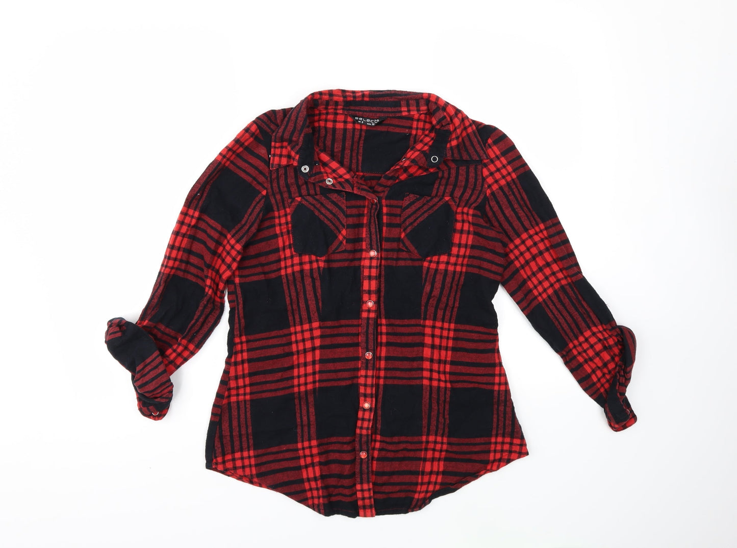 Womens UK Size 8 Select Red Basic Button-Up
