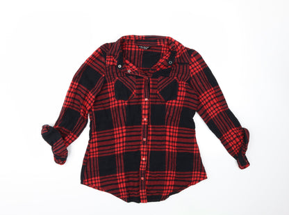 Womens UK Size 8 Select Red Basic Button-Up