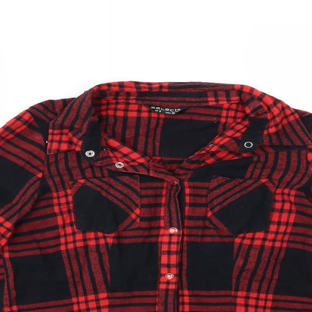 Womens UK Size 8 Select Red Basic Button-Up