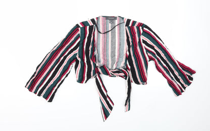 Primark Womens Black Striped  Basic Blouse Size 6