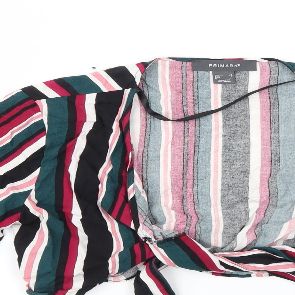 Primark Womens Black Striped  Basic Blouse Size 6