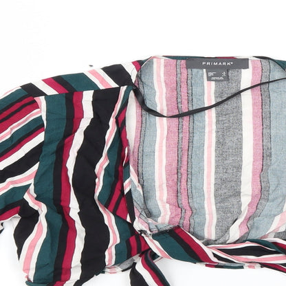 Primark Womens Black Striped  Basic Blouse Size 6