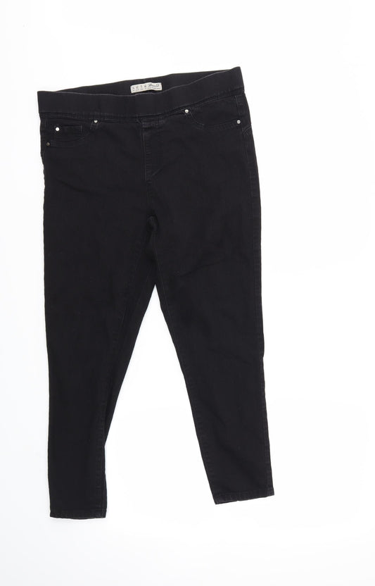 Denim & Co. Womens Black  Denim Jegging Jeans Size 14 L23 in