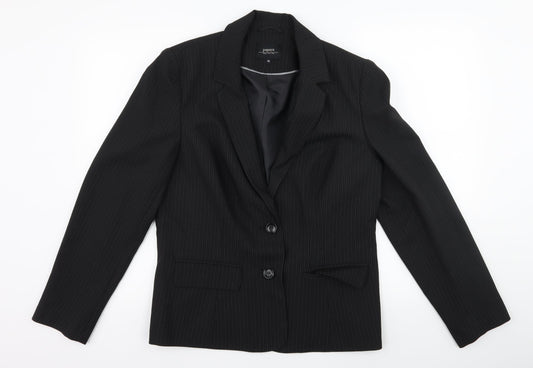 Papaya Womens Black Striped  Jacket Suit Jacket Size 16