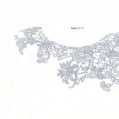 Bonmarché Womens White Floral  Basic T-Shirt Size M