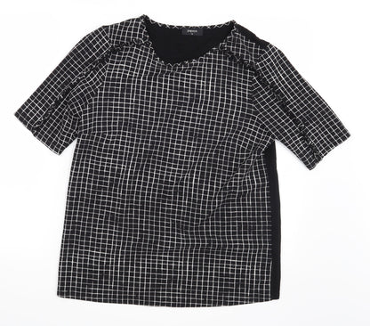 Papaya Womens Black Check  Basic T-Shirt Size 12