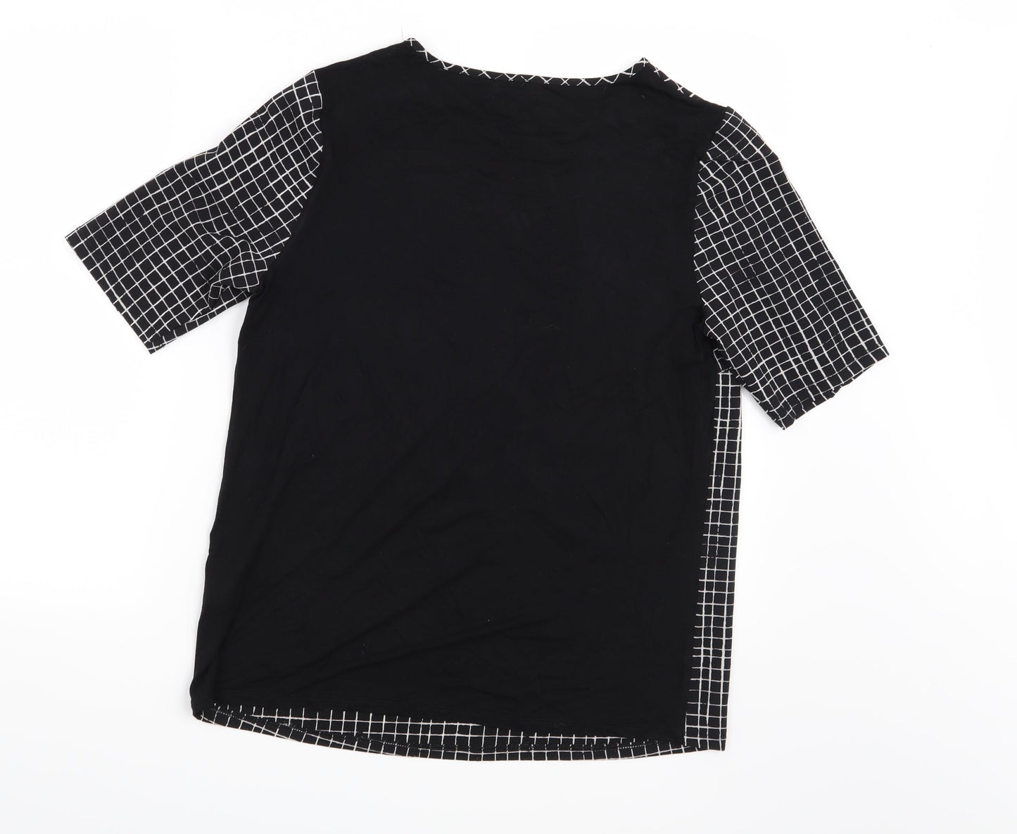 Papaya Womens Black Check  Basic T-Shirt Size 12