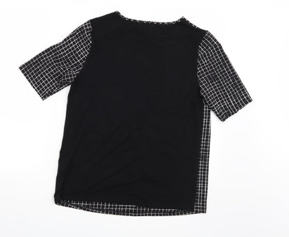 Papaya Womens Black Check  Basic T-Shirt Size 12