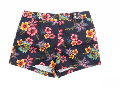 Papaya Womens Black Floral  Mom Shorts Size 8