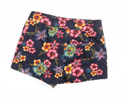 Papaya Womens Black Floral  Mom Shorts Size 8