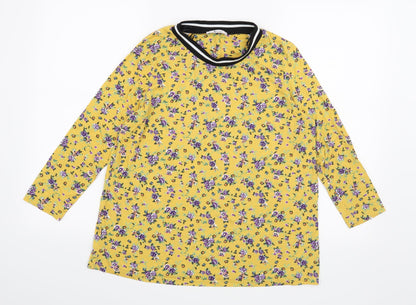 TU Womens Yellow Floral  Basic T-Shirt Size 8