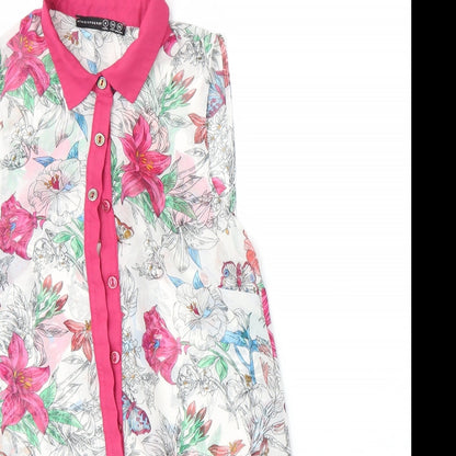 Atmosphere Womens White Floral  Basic Button-Up Size 6