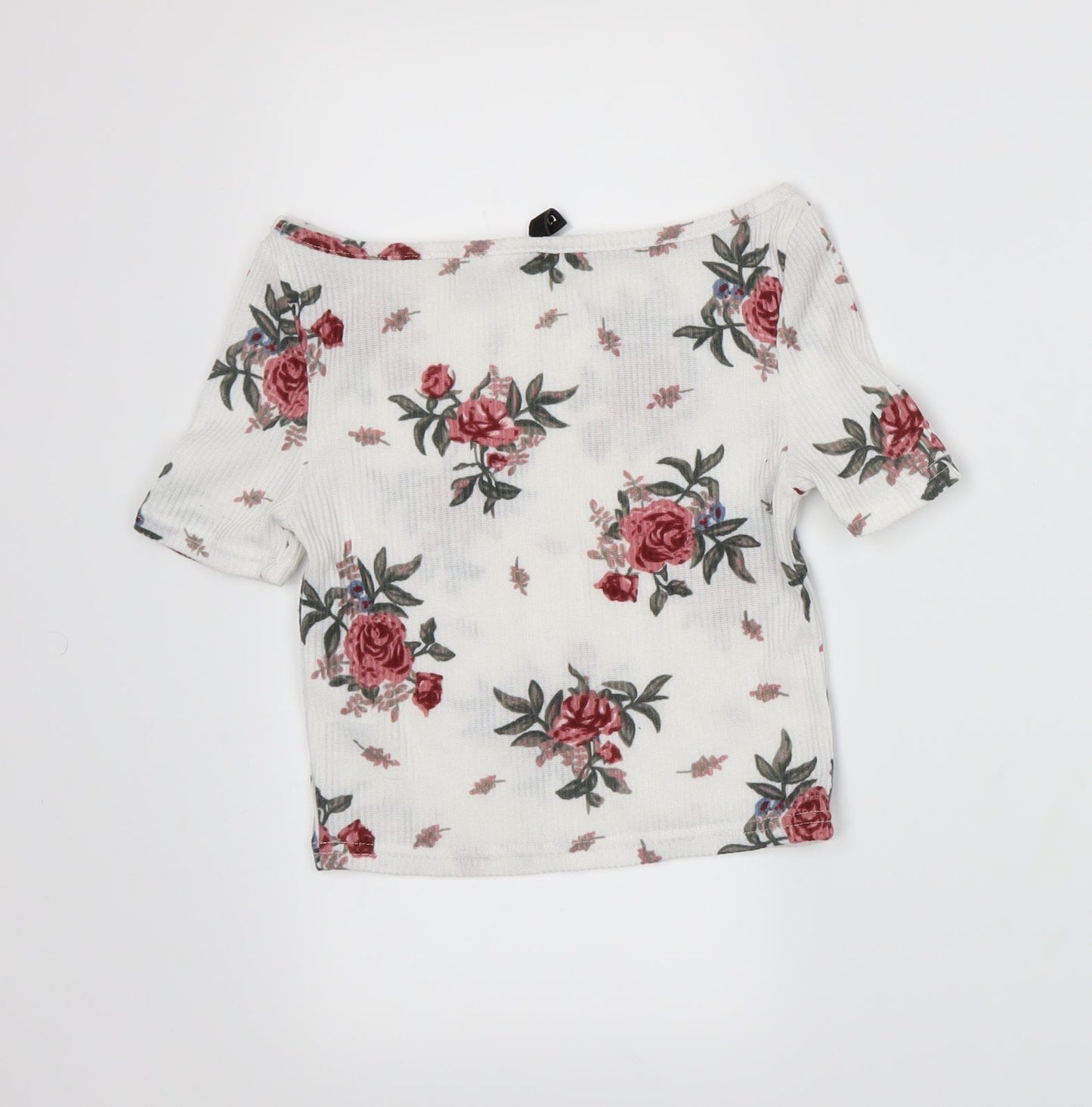 Divided by H&M Womens White Floral  Basic T-Shirt Size XS