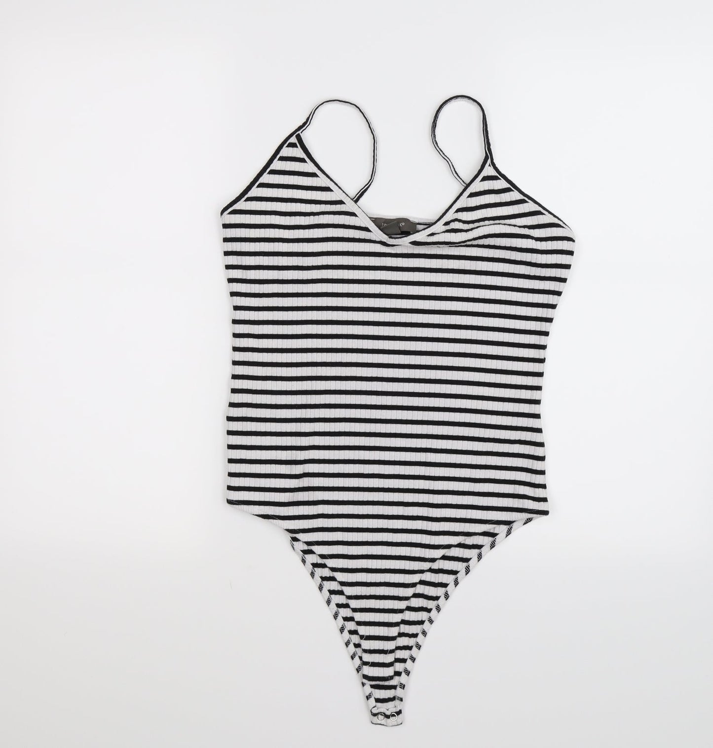 Primark Womens White Striped  Bodysuit One-Piece Size M
