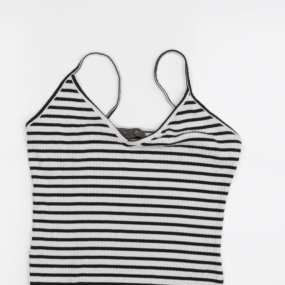 Primark Womens White Striped  Bodysuit One-Piece Size M