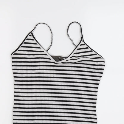 Primark Womens White Striped  Bodysuit One-Piece Size M