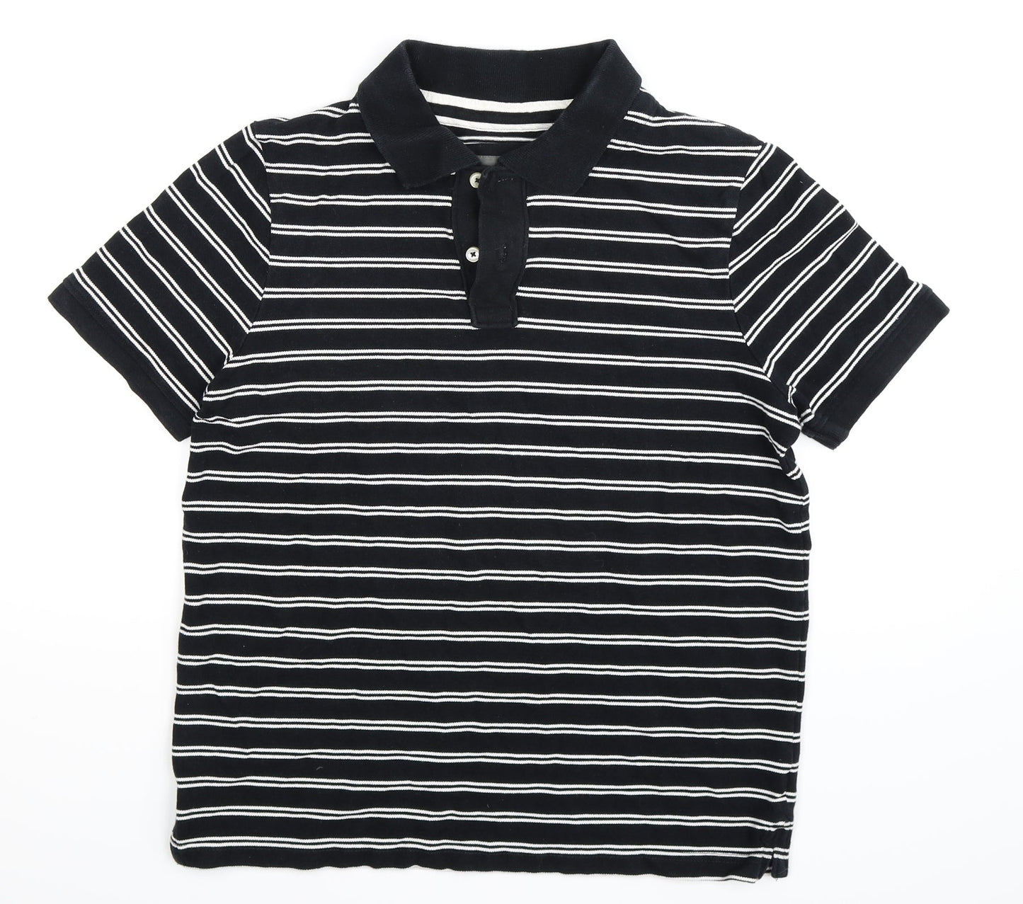 Angelo Litrico Mens Black Striped   Polo Size S