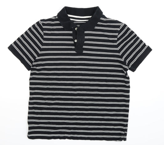 Angelo Litrico Mens Black Striped   Polo Size S