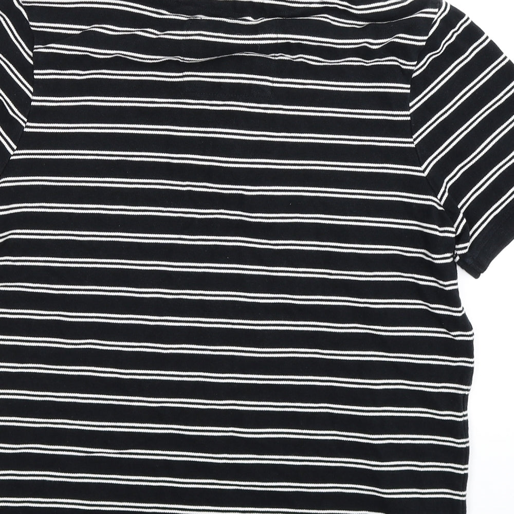 Angelo Litrico Mens Black Striped   Polo Size S