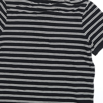 Angelo Litrico Mens Black Striped   Polo Size S