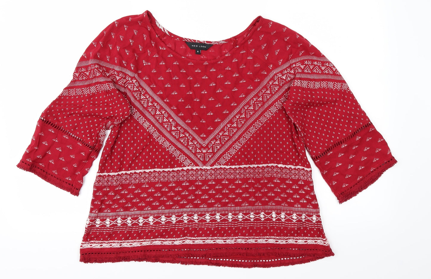 NewLook Womens Red Animal Print  Basic Blouse Size 6