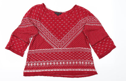 NewLook Womens Red Animal Print  Basic Blouse Size 6