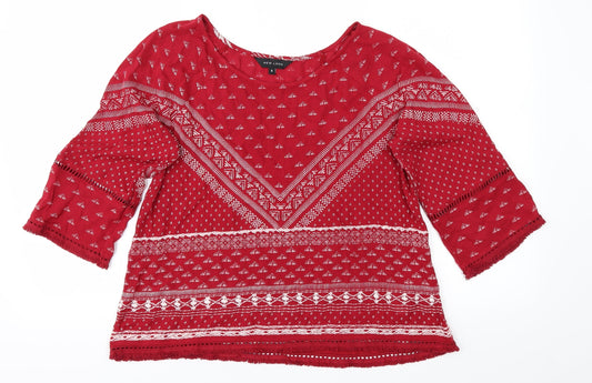 NewLook Womens Red Animal Print  Basic Blouse Size 6