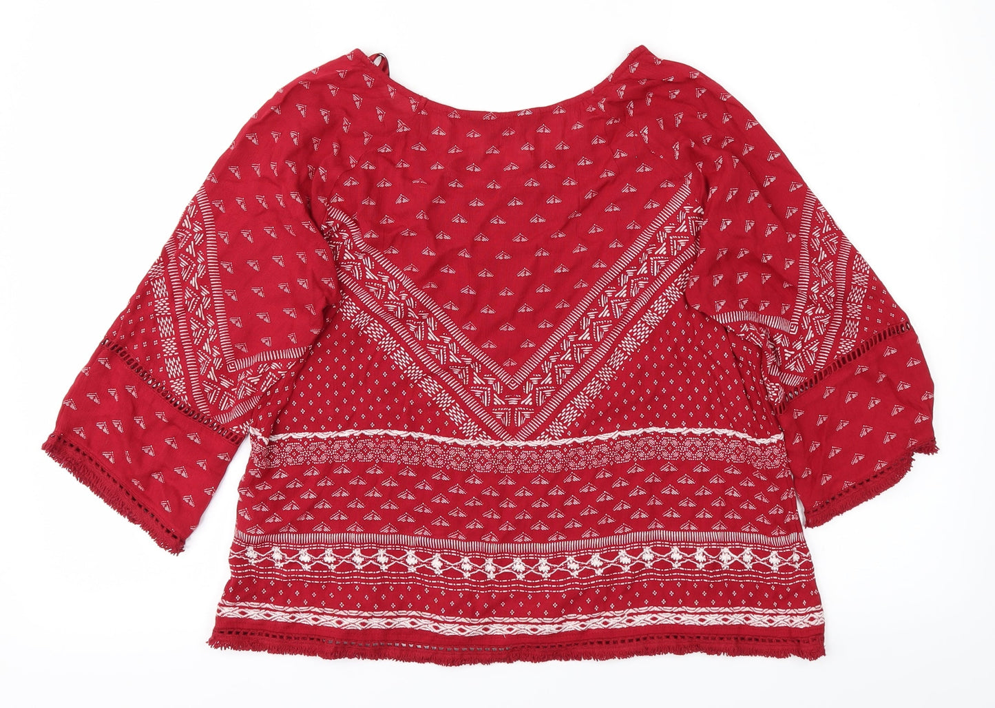 NewLook Womens Red Animal Print  Basic Blouse Size 6