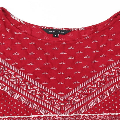 NewLook Womens Red Animal Print  Basic Blouse Size 6