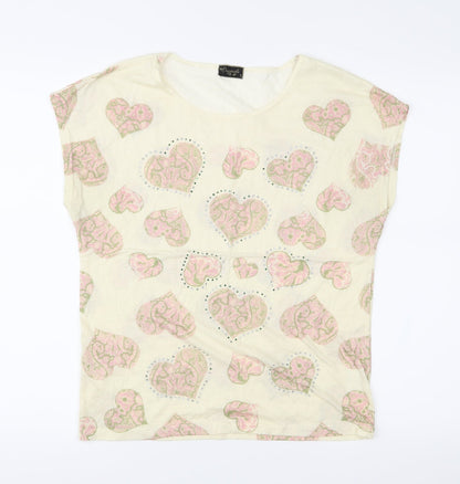 Originals Womens Yellow Geometric Jersey Basic T-Shirt Size S