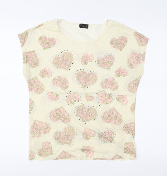 Originals Womens Yellow Geometric Jersey Basic T-Shirt Size S