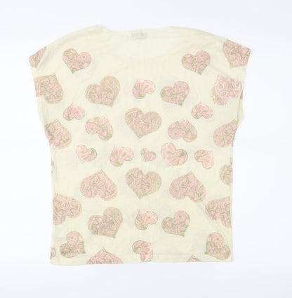 Originals Womens Yellow Geometric Jersey Basic T-Shirt Size S