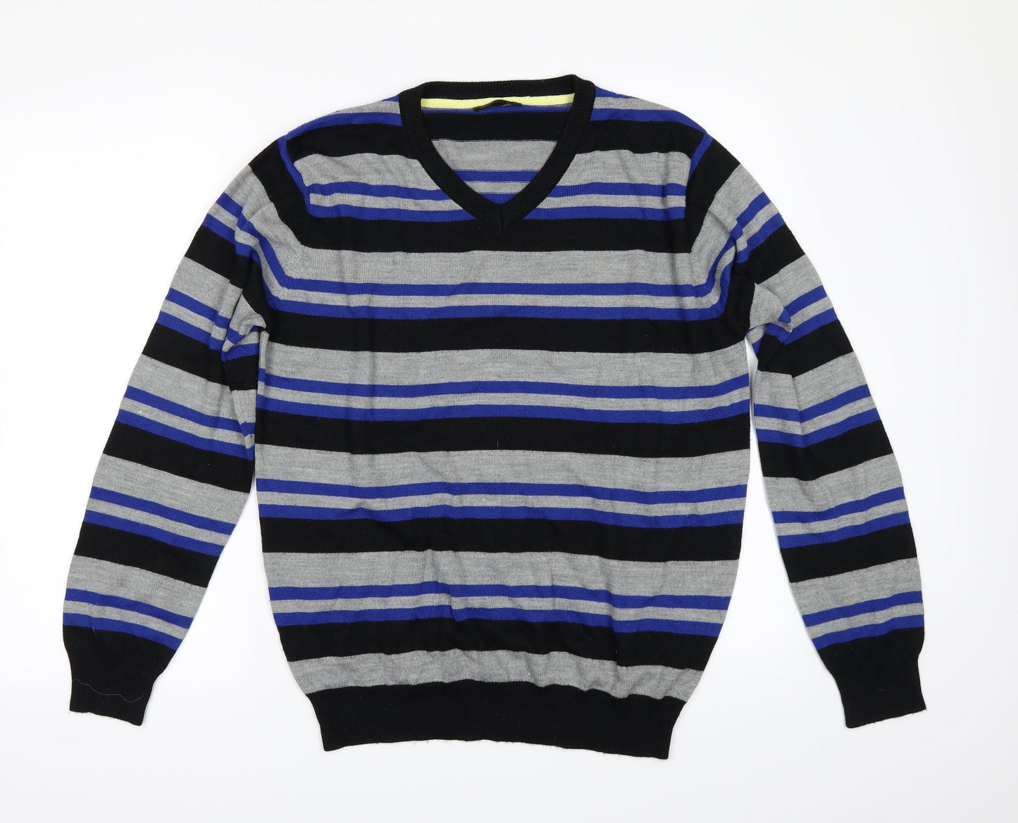 Cedar Wood State Mens Black Striped  Pullover Jumper Size L