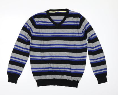 Cedar Wood State Mens Black Striped  Pullover Jumper Size L