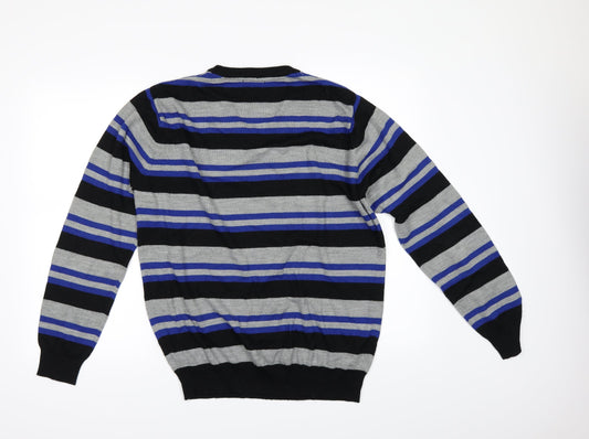 Cedar Wood State Mens Black Striped  Pullover Jumper Size L