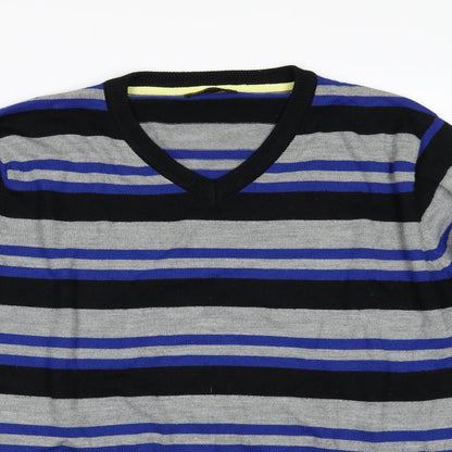 Cedar Wood State Mens Black Striped  Pullover Jumper Size L