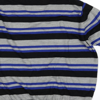 Cedar Wood State Mens Black Striped  Pullover Jumper Size L